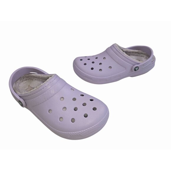 Crocs Lavender Faux Fur Lined Clogs M9/W11 Slip-On Shoes For Men & Women - Picture 2 of 7